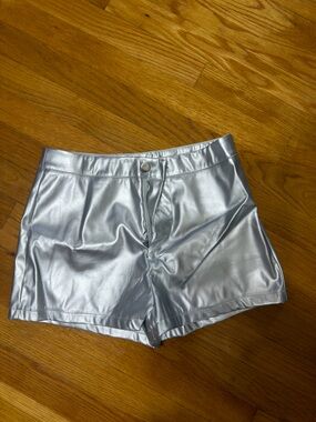 Silver Faux Leather Women’s Shorts